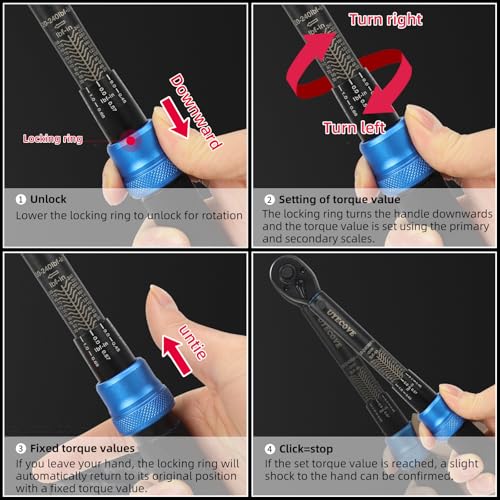 1/4-Inch Drive Click Torque Wrench Set, 33Pcs Bike Torque Wrench Set (20-240IN.LB/2.3-27.1Nm),Inch Pound Click Torque Wrench with Bit Sockets, 3/8 Adapter, Bicycle Tool Kit - size: 1/4'' DR., style: 20-240IN.LB 33pcs(Blue)