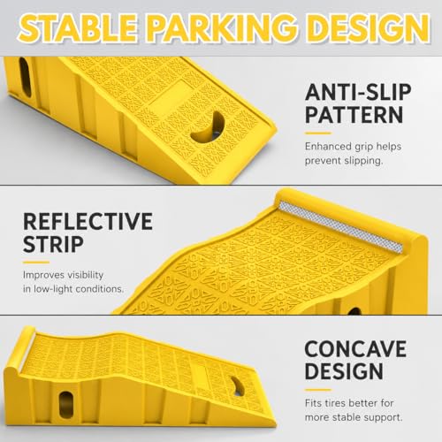 2 Pack Car Ramps 20000 Lbs Portable Truck Service Ramps for Tire Changes，Yellow
