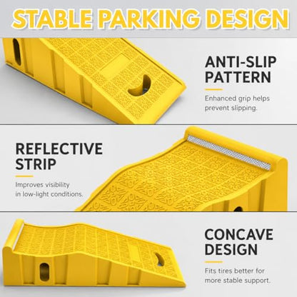 2 Pack Car Ramps 20000 Lbs Portable Truck Service Ramps for Tire Changes，Yellow