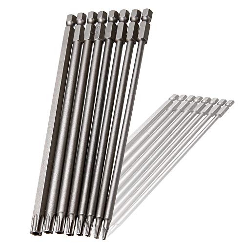Wolfride 8Pcs Torx Head Screwdriver Bit Set 1/4 Inch Hex Shank Torx Head Drill Bits T8 T10 T15 T20 T25 T27 T30 T40 Magnetic Torx Bit set S2 150mm Length - style: Torx Head