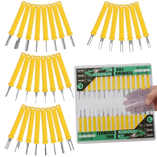 Terminal Removal Tool Kit – 31Pcs Electrical Pin Extractor Tools | Connector Depinning Tool Kit for Automotive, Motorcycle, and Electronics Repair with Blister Case, Yellow - color: Yellow, size: Blister Case