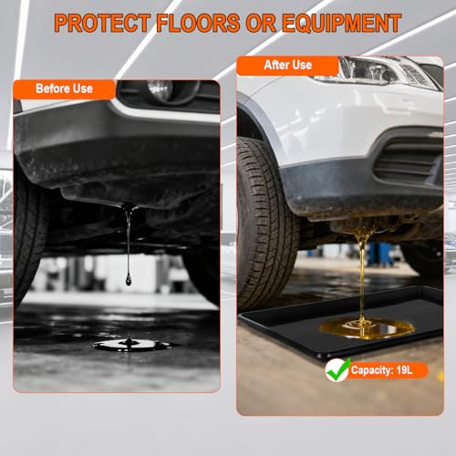 3 Pcs Extra Large Oil Drip Pan, Oil Drip Tray for Under Car, 35.4 X 24 X1.5 In Auto Oil Drip Pan, Plastic Catch Replacement Drain Tray for Garage Floor Clean, Fridges, Washing Machine, Cat Litter Box - size: 3 Pack