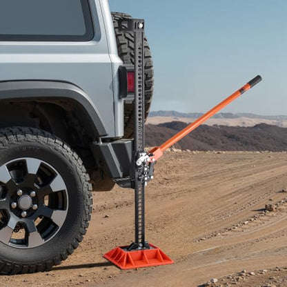 VEVOR Farm Jack with Base, 60" Utility High Lift Farm Jack, 3.18 Ton (7,000 lbs) Capacity Ratcheting Off Road Utility Jacks, Heavy-Duty Lift Jacks with 5.12"-54.33" Lifting Range for Tractor,Truck,SUV - size: 60 inch with Base