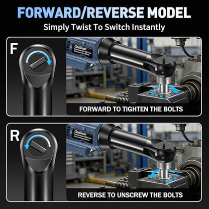CloudDream Cordless Electric Ratchet Wrench,3/8" 16V Power Ratchet Tool,40 Ft-lbs Max Torque with 2x 2.0 Ah Batteries, Fast Charger, 7 Sockets, 1/4" Adapter & 3" Extension Bar for Auto Repair
