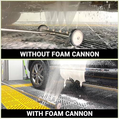 M MINGLE 16 Inch Undercarriage Washer Attachment with Foam Cannon, 4000PSI | Low Clearance Rolling Wheels, Includes Car Wash Mitt, Fits Sedans, SUVs and Trucks - size: 16 Inch