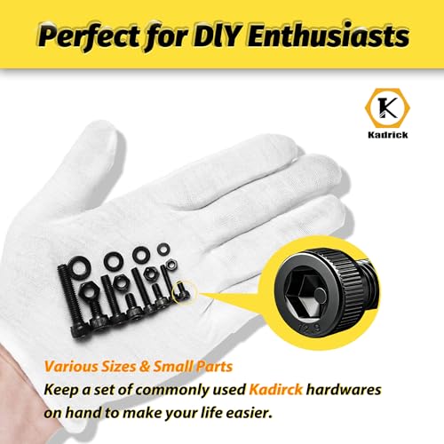 Kadrick Metric Screws Assortment,860PCS M6 M5 M4 M3 Screw Kit, Suitable for 3D Printing DIY,Hex Socket Head Cap Bolts Nuts and Washers Kit, Grade 12.9 Alloy Steel, Black Zinc Plated,Anti Rust Upgrade - size: M3-M6 860Pcs