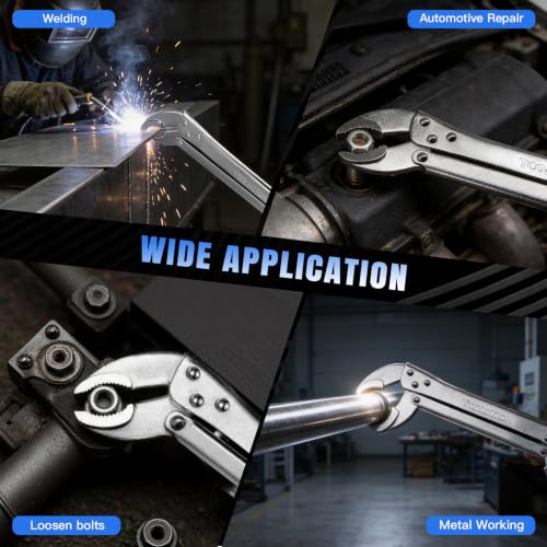15" Long Reach Locking Pliers, Offset Vice Grips | Extra Long Nose Locking Pliers for Narrow Spaces Fast Release Design for Automotive, Welding, Home Repair-45 Degree Head - color: 45°