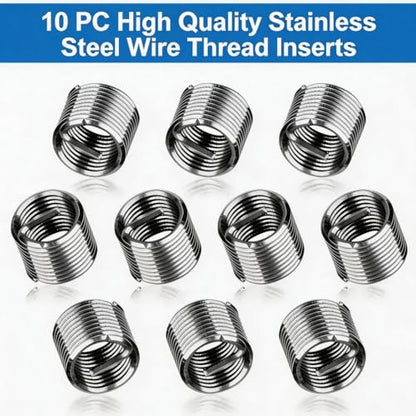 M12 X 1.75 Thread Repair Kit, Metric Helicoil Kit with HSS Drill Bit, 10PC Wire Thread Inserts - size: M12 x 1.75mm