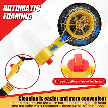 Auto Rotating Car Wash Brush Multifunctional Car Foam Cleaning Kit with 360° Spin Head Portable Chenille Car Scrub Brush High Pressure Cleaning Tool Long Handle for Home Car(Waterless Pipe)