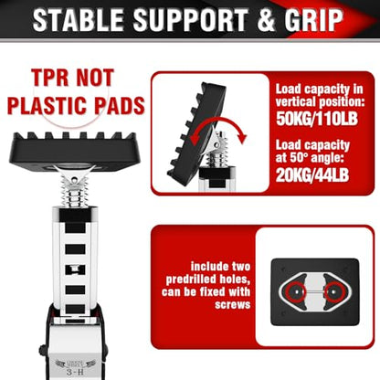 3-H Truck Bed Cargo Bar, 43"-77" Adjustable Heavy-Duty Steel Load Lock Bar with Push-Lock Safety Latch, Truck Bed Divider with Non-Slip TPR Pads for Pickup Trucks, SUVs, Vans,Red,1pc