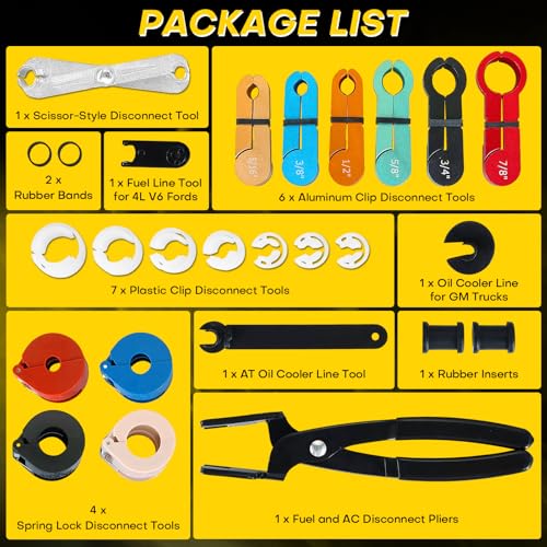 26PCS Fuel Line Disconnect Tool Set | Ac Line Disconnect Tool, Fuel Line Removal Tool, Professional Fuel, A/C, Transmission Line Removal Set with Disconnect Pliers