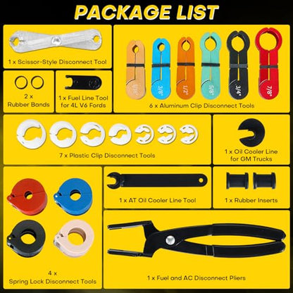 26PCS Fuel Line Disconnect Tool Set | Ac Line Disconnect Tool, Fuel Line Removal Tool, Professional Fuel, A/C, Transmission Line Removal Set with Disconnect Pliers
