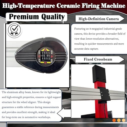 3D Wheel Alignment Machine with Auto Tracking High Precision 0.1mm/0.01° Accuracy for Cars & Trucks, 60,000+ Vehicle Database, Smart Voice Guidance, No Calibration Needed 110V