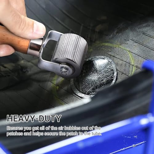 2 Pieces Wooden Handle Patch Tyre Retreading Repair Pinch Roller Hand Tool Set