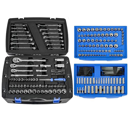 266-Piece Mechanic's Tool Kit | Portable Locking Tool Box with Detachable Drawers | Carbon Steel All-in-One Hand Tool Set for Auto, Home & DIY Repair - size: 266-Piece