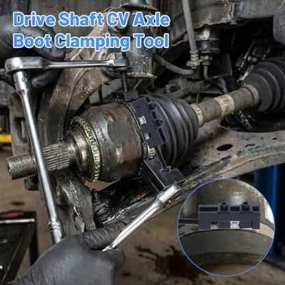 Axle Boot Clamp Tool, with 20 PCS 304 Stainless Steel Single Ear Hose Clamp, Drive Shaft CV Axle Boot Clamps Removal and Installation Tool (10pcs Small+ 10pcs Large)