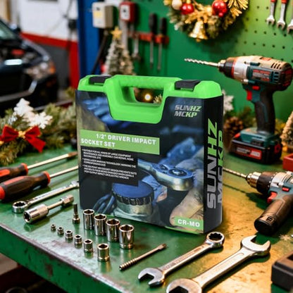 SUNHZMCKP 1/2" Drive Deep 6-Point Impact Socket Set, 8-Piece Standard SAE Spindle Axle Nut Impact Socket Set, Cr-Mo, 1-1/4-Inch to 1-3/4-Inch Size - color: 8-piece, size: 8-Pc 1/2" SAE Drive Impact Socket Set