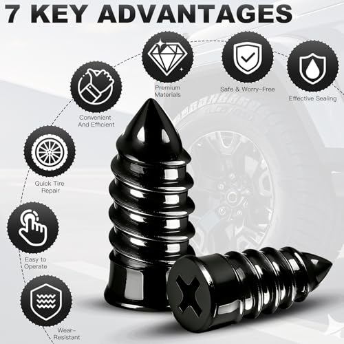 [2026 Upgraded] 30pcs Tire Repair Rubber Nail, Vacuum Tire Repair Screw Plug Kit, Self-Service Quick Tire Plug for Car, Motorcycle, Lawn Mower, ATV, Scooter- Professional No-Glue Emergency Flat Repair