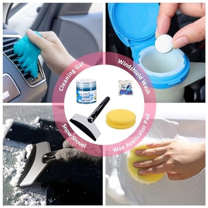 41Pcs Car Cleaning Wash Kit Interior Detailing Cleaner Kit with High Power Handheld Vacuum, Collapsible Bucket, Windshield Tool, Snow Shovel, Tire Brush, Complete Car Care Tools, Pink - color: Pink, size: 41Pcs
