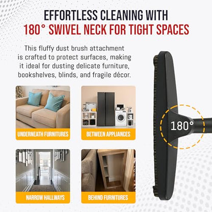 MP Maresh Products Vacuum Brush Attachment - Household Vacuum, 12 Inch | Compatible with 1 1/4 Shop Vac Attachments, Eureka, Hoover, Baseboard Cleaner, Floor Brush for Hardwood, Laminate, Tiles - size: 12" Wide