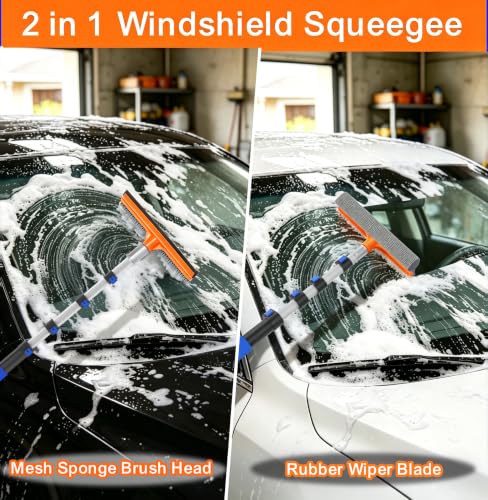 AgiiMan Car Wash Brush with Long Handle, 3-12FT Telescoping Car Cleaning Kit, Soft Bristle RV Wash Brush and Car Wash Mop for Car Truck SUV RV Boat Solar Panel House Siding Exterior Washing