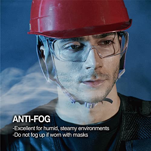 DEX FIT Safety Glasses Over Eyeglasses SG210 - Anti-Fog & Scratch Resistant Z87.1 Certified, Adjustable Temples, Side Shields, UV Protection, Clear Lens PPE for Men & Women; Black & Red, 6 Pack - color: Black/Red - Clear, size: 6 Pack