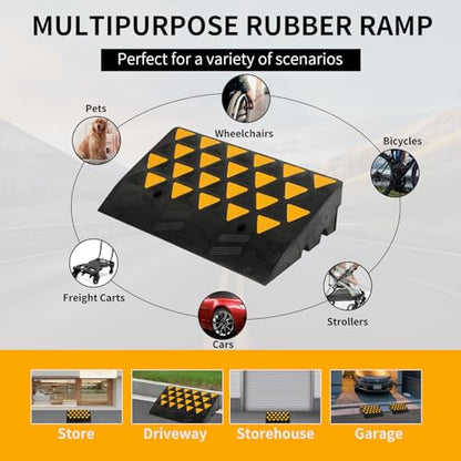 BESEA Rubber Curb Ramp 6" inch High 23.6" Length (Heavy Duty Ramp, 1PCS), for Driveway Curb Ramp Car Motorcycle Loading Dock Truck Pickup Truck Threshold Ramp(6 inch Height, Capacity 60000lbs)-1pack