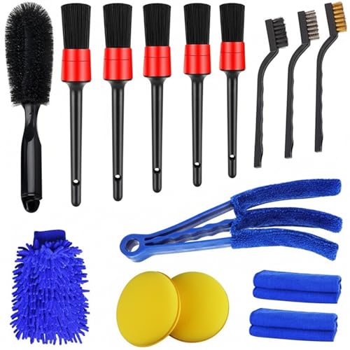 15-Piece Car Detailing Brush Set for Interior Vents, Dashboard Crevices & Console Gaps - Durable PP Plastic Cleaning Tool Kit - size: 12.4 x 6.3 x 1.77 in