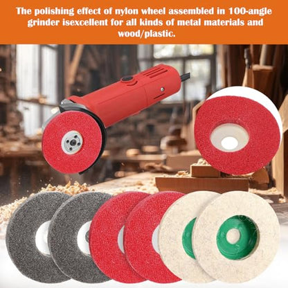 18 Pack 4 Inch Buffering Wheels Polishing Kit with Compound for Angle Grind | Includes 14 Pcs Nylon Fiber Flap Disc & Wool Felt Polishing Wheel, 3 Pcs Buffing Compounds and Sanding Sponge