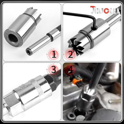 11PCS Diesel Injector Seat Cutter Tool Set Compatible with Mercedes-Benz CDI BMW Ford, Cutter Flat Reamer Repair Tool with Flat Reamer Angled Reamer Hex Key Cleaner Disassemble Tool Kit