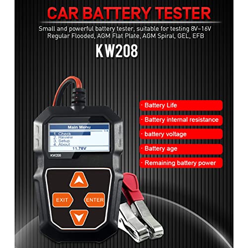 PerGar Car Battery Tester, 12V Car Battery Load Tester Digital Auto Battery Analyzer Automotive Alternator Tester for Truck Marine Motorcycle SUV Boat