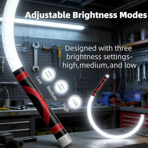 Bendable LED Flashlight Stick, 27" Flexible LED Work Light with Magnetic Base & Hook, 360° Rotatable Rechargeable LED Flashlight Stick for Mechanics, Automotive Repair, Camping, Emergency (1PCS) - color: 1PCS