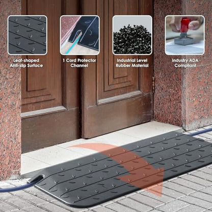 1" - 4" Rise Height Heavy-Duty Rubber Threshold Ramps, Cuttable Entrance Doorway Ramp, Non-Slip Curb Ramps, Loading Ramps for Wheelchair Scooter Car Outdoor Indoor (2" Rise) - size: 2" Rise