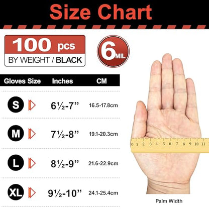 ARKEVA Black Nitrile Disposable Gloves 6 Mil. Chemical Resistance, Tear-Resistance, Latex & Powder Free - size: Large