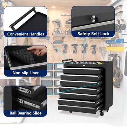 7-Drawer Rolling Tool Chest with Lock, Heavy-Duty Mobile Tool Storage Cabinet, Tool Cart Organizer for Garage Workshop - style: 7-Drawer