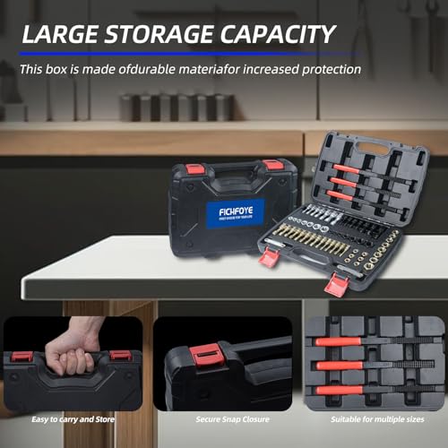 61Pcs Thread Restorer Tool, Heat-Treated Carbon Steel for Automotive and Mechanical Repair | Metric and SAE Dual-Standard Taps and Dies, UNC/UNF/M6-M14 Thread Chasers - size: 61 Pcs