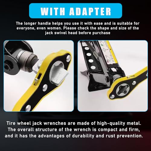 Car Jack Ratchet Wrench, 360° Swivel Labor-Saving Scissor Jack Wrench, Jack Lift Speed Handle Tool with Forward and Reversal Knob, Tire Wheel Lug Wrench Car Accessories for Van SUV