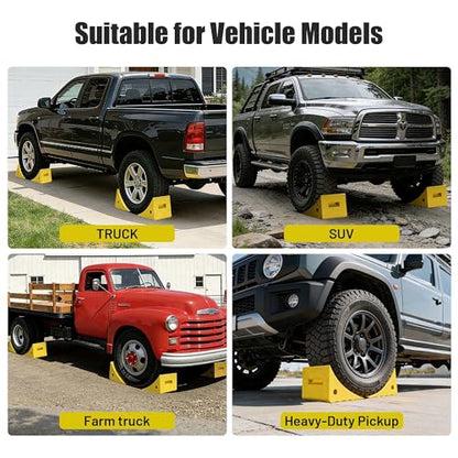 Yescom PU Wheel Chocks for Wheel Under 35" with 5ft Rope, 66,000 lbs Heavy | Duty Capacity, Lightweight Car Chocks for Off-road Car, Full-size Pickup, Heavy-duty Trucks - size: for Wheel under 35", 2Pack