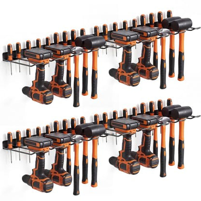 Frienda 4 Pack Power Tool Organizer Drill Holder Wall Mount Drill Holder Heavy Duty Garage Storage and Tool Organizer with 8 Slots 32 Screwdriver Rack Ideal Garage Organization Gifts for Power Tools