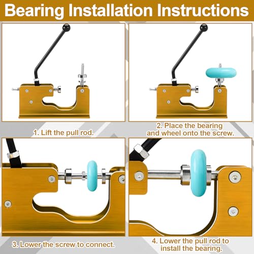 Bearing Press and Puller Wheel Bearing Press Skateboard Tool Fits 7mm 8mm Bearings for Skaters Skateboard, Inline, Longboard, Quad, Caster, and Cruiser Wheels - color: Gold