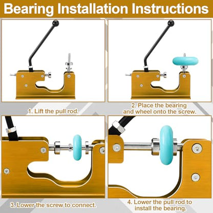 Bearing Press and Puller Wheel Bearing Press Skateboard Tool Fits 7mm 8mm Bearings for Skaters Skateboard, Inline, Longboard, Quad, Caster, and Cruiser Wheels - color: Gold
