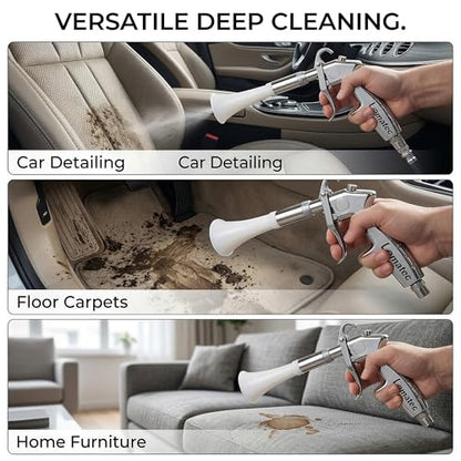 LE LEMATEC Vortex Air Gun, 4000 RPM Compressor Car Detailing Tool | Tornado upholstery & carpet cleaner, interior dust blaster, blower nozzle, low noise, lightweight - size: 4,000 RPM