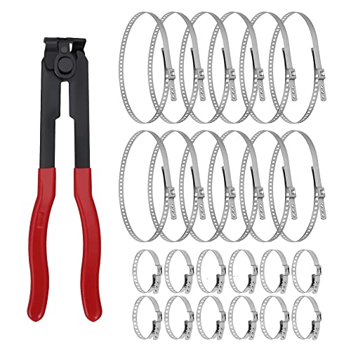 For Auto/ATV CV Joint Axle Boot Clamp Pliers Tool with 24 Crimp Bands,Ear Type Extension For Most Cars,Universal Car Band Tool Kit - size: CV Joint Boot Clamp Pliers Kit with 24 Crimp Bands