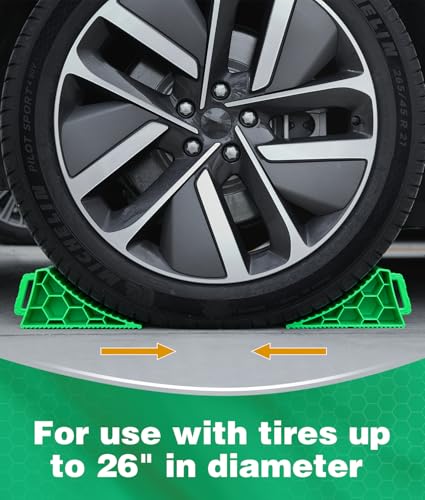 PAHTTO Wheel Chocks 4 Pack, RV Chocks with Handles for RV Trailer Camper Car Truck, Wheel Block Stopper for Tire, Strong RV Wheel Chocks Hexagonal Honeycomb Structure, RV Trailer Accessories, Green - color: Green