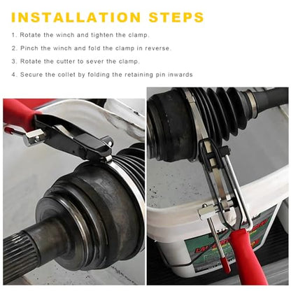 2 PCS CV Joint Boot Clamp Pliers, Heavy Duty CV Joint Ear Clamp Banding Tool Kit for Vacuum Hoses Clamping, Automotive Hose Axle Boot Crimp Pliers Set for Most Cars ATV UTV