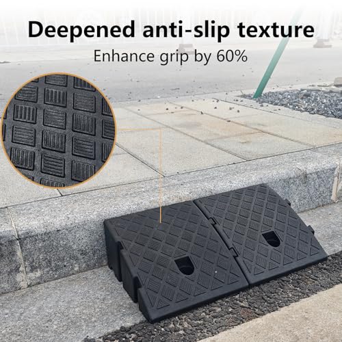 2Pack Plastic Curb Ramp for Driveway, Each 5.12" H x 10.63" W x 9.52" L, Extensible for Low Cars, Motorcycle,Bike, Cart Lawn