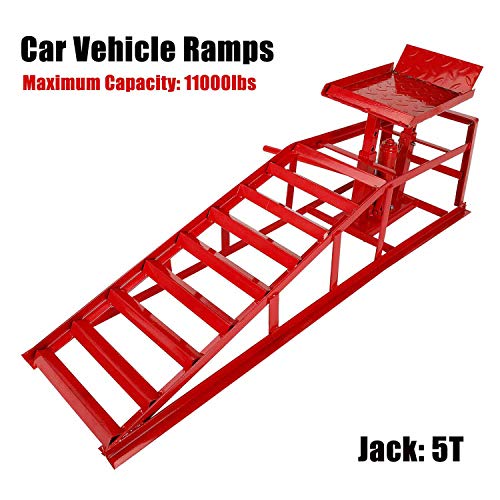 TYFYB 2 Pack 10000lbs Capacity Low Profile Car Lift Service Ramps Truck Trailer Garage Automotive Hydraulic Lift Repair Frame Lift Height Hydraulic Vehicle Ramps Red Red-2 Pack