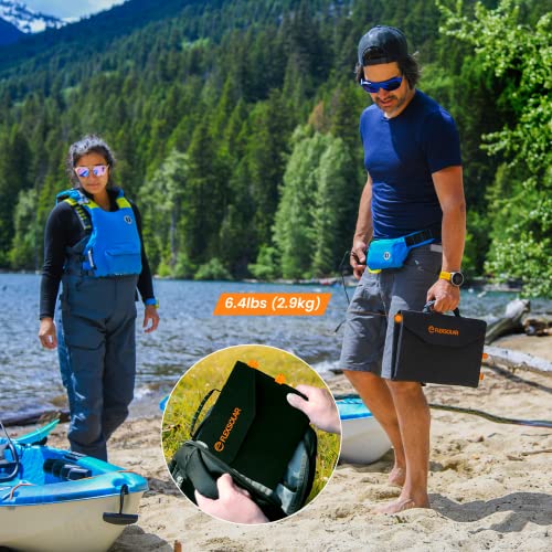 [Upgraded] FlexSolar 60W Portable Solar Panels Chargers IP65 Waterproof | with PD3.0 USB-C, QC3.0 USB-A & DC; Power Emergency Camping for Small Power Station Generator,Phones, Power Banks, Tablets - color: 60W