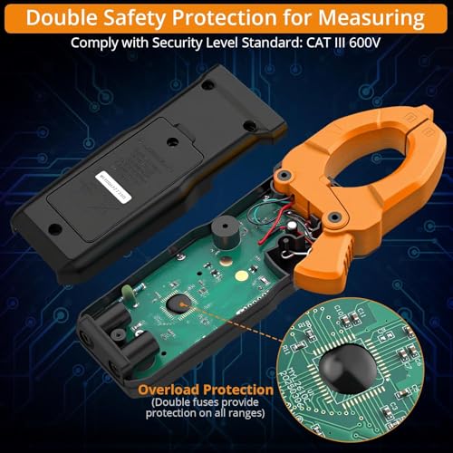 Neoteck Clamp Meter 6000 Counts Clamp Multimeter 800A AC/DC Current&Voltage Multimeter with TRMS Capacitance Continuity Resistance NCV Diode Frequency for Home Electrical,Automobile,Industrial,HVAC - style: Orange,800A AC/DC Current