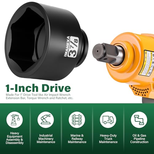 1" Drive Shallow Impact Socket,3-7/8 Inch SAE Jumbo Socket,CR-MO 6 Point for Easy Removal of Large Axle Nut（SAE) - size: 1 Inch Shallow 3-7/8", style: 1"Drive Shallow Impact Socket
